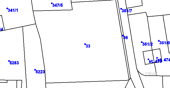 Parcela st. 33 v KÚ Brumovice u Opavy, Katastrální mapa