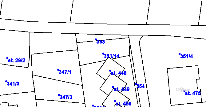 Parcela st. 351/14 v KÚ Brumovice u Opavy, Katastrální mapa