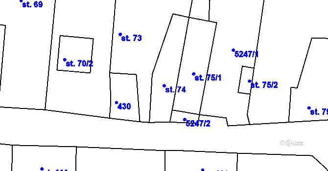 Parcela st. 74 v KÚ Brumovice u Opavy, Katastrální mapa