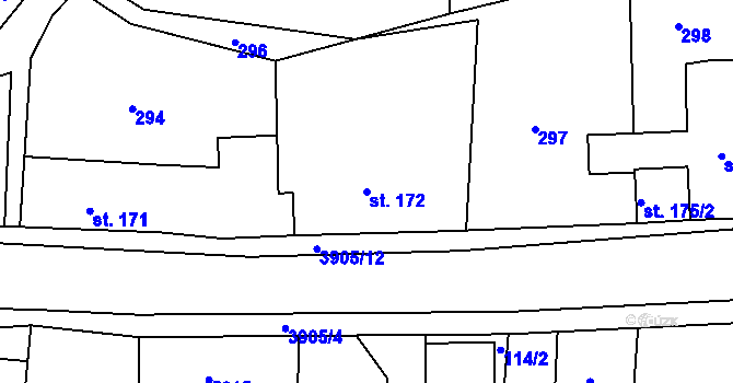 Parcela st. 172 v KÚ Brumovice u Opavy, Katastrální mapa
