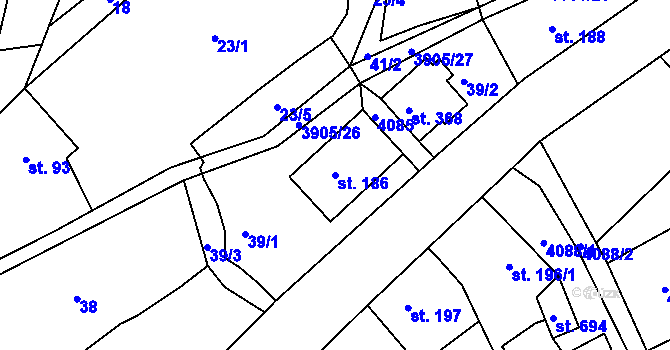 Parcela st. 186 v KÚ Brumovice u Opavy, Katastrální mapa