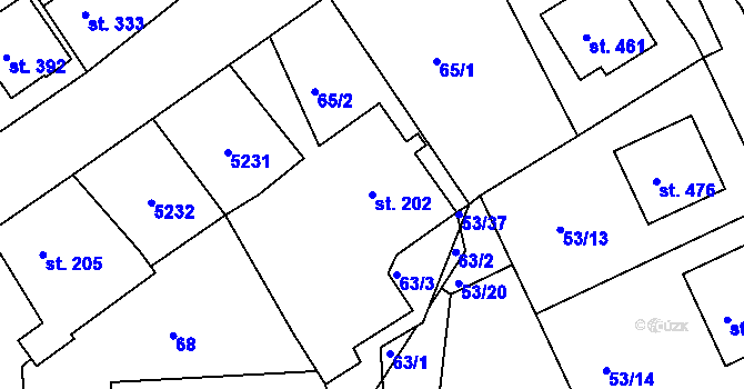 Parcela st. 202 v KÚ Brumovice u Opavy, Katastrální mapa