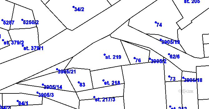 Parcela st. 219 v KÚ Brumovice u Opavy, Katastrální mapa