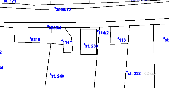 Parcela st. 239 v KÚ Brumovice u Opavy, Katastrální mapa