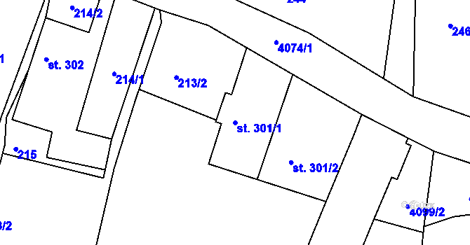 Parcela st. 301/1 v KÚ Brumovice u Opavy, Katastrální mapa