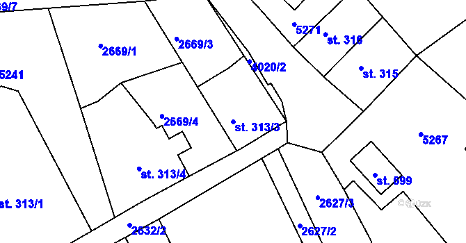 Parcela st. 313/3 v KÚ Brumovice u Opavy, Katastrální mapa