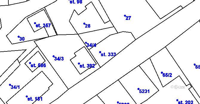 Parcela st. 333 v KÚ Brumovice u Opavy, Katastrální mapa