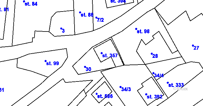 Parcela st. 357 v KÚ Brumovice u Opavy, Katastrální mapa