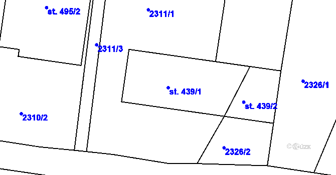 Parcela st. 439/1 v KÚ Brumovice u Opavy, Katastrální mapa