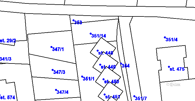 Parcela st. 448 v KÚ Brumovice u Opavy, Katastrální mapa