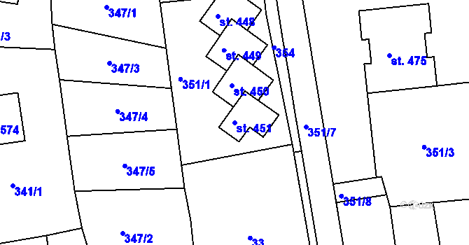Parcela st. 451 v KÚ Brumovice u Opavy, Katastrální mapa