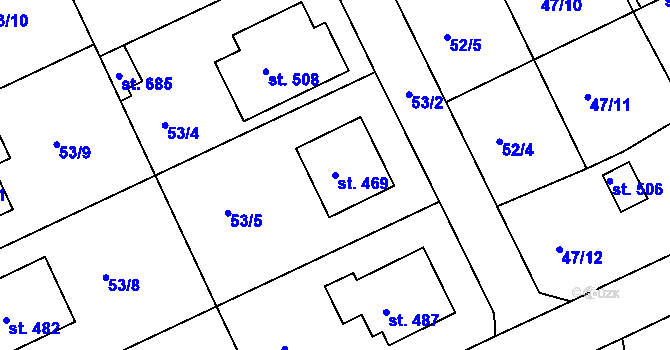 Parcela st. 469 v KÚ Brumovice u Opavy, Katastrální mapa