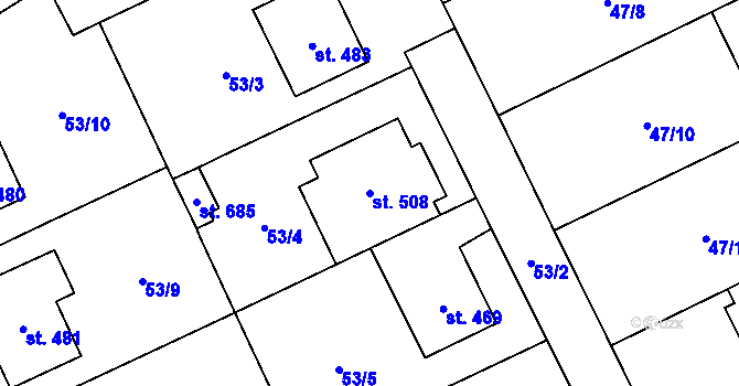 Parcela st. 508 v KÚ Brumovice u Opavy, Katastrální mapa
