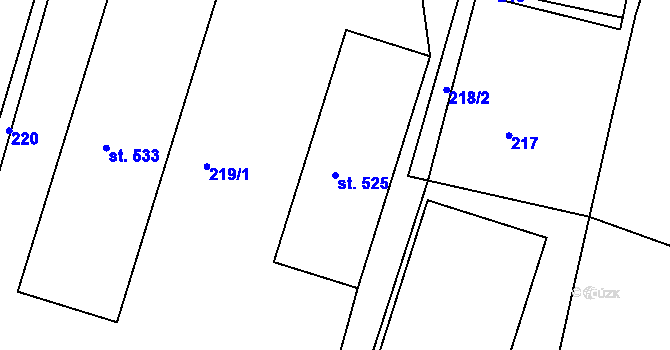 Parcela st. 525 v KÚ Brumovice u Opavy, Katastrální mapa
