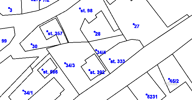 Parcela st. 34/4 v KÚ Brumovice u Opavy, Katastrální mapa