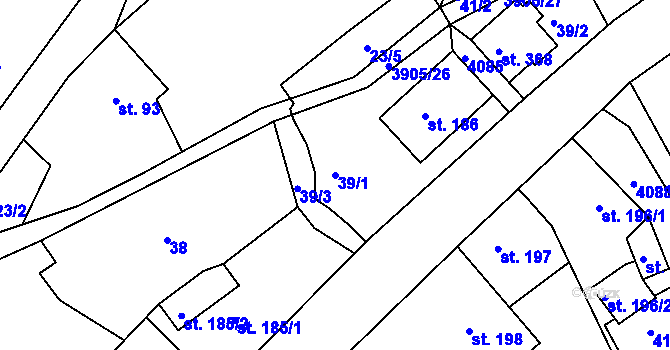 Parcela st. 39/1 v KÚ Brumovice u Opavy, Katastrální mapa