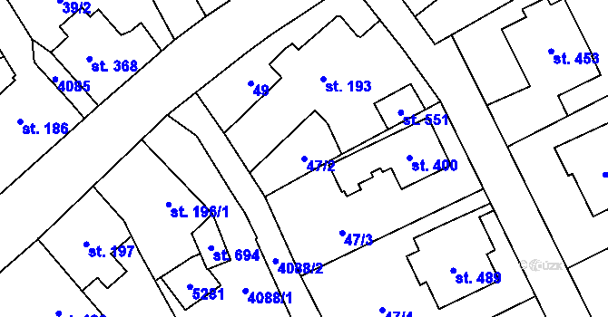 Parcela st. 47/2 v KÚ Brumovice u Opavy, Katastrální mapa