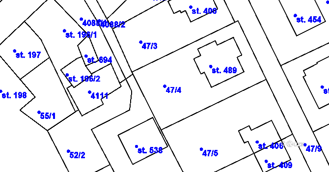 Parcela st. 47/4 v KÚ Brumovice u Opavy, Katastrální mapa