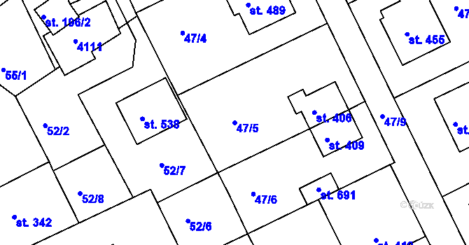 Parcela st. 47/5 v KÚ Brumovice u Opavy, Katastrální mapa