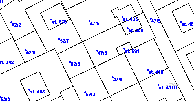 Parcela st. 47/6 v KÚ Brumovice u Opavy, Katastrální mapa