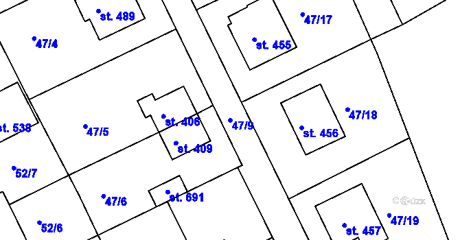 Parcela st. 47/9 v KÚ Brumovice u Opavy, Katastrální mapa