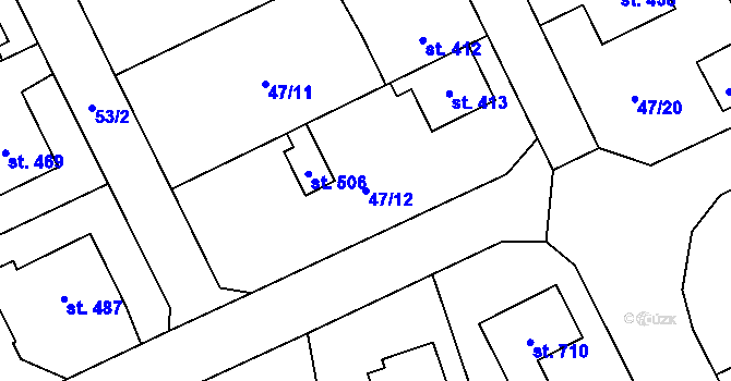 Parcela st. 47/12 v KÚ Brumovice u Opavy, Katastrální mapa