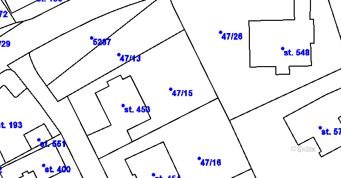 Parcela st. 47/15 v KÚ Brumovice u Opavy, Katastrální mapa