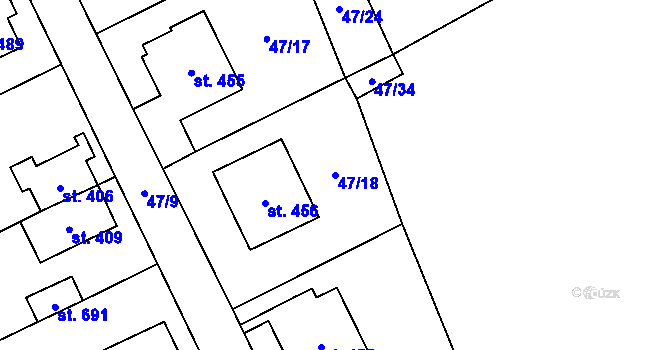 Parcela st. 47/18 v KÚ Brumovice u Opavy, Katastrální mapa