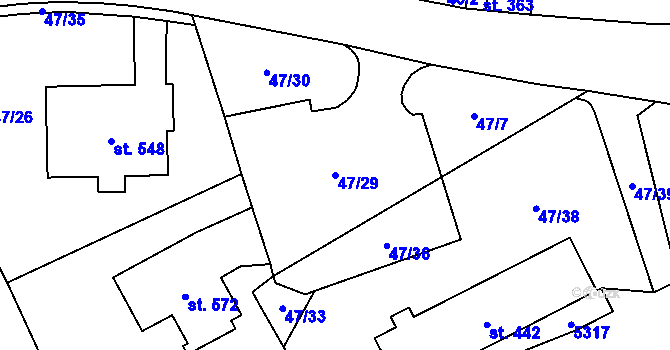 Parcela st. 47/29 v KÚ Brumovice u Opavy, Katastrální mapa