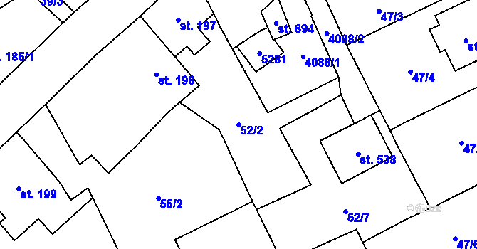 Parcela st. 52/2 v KÚ Brumovice u Opavy, Katastrální mapa