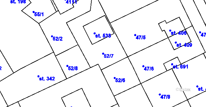 Parcela st. 52/7 v KÚ Brumovice u Opavy, Katastrální mapa