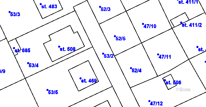Parcela st. 53/2 v KÚ Brumovice u Opavy, Katastrální mapa