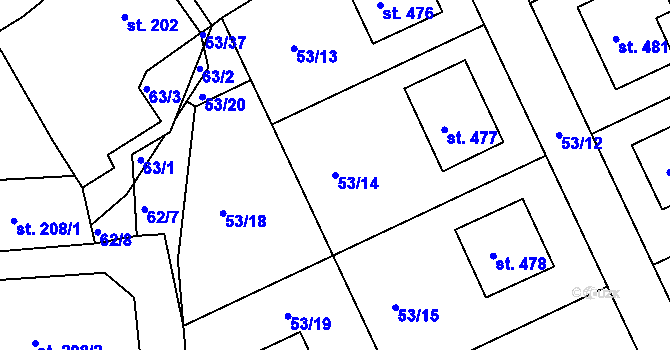 Parcela st. 53/14 v KÚ Brumovice u Opavy, Katastrální mapa