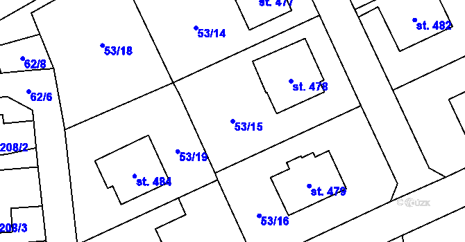 Parcela st. 53/15 v KÚ Brumovice u Opavy, Katastrální mapa