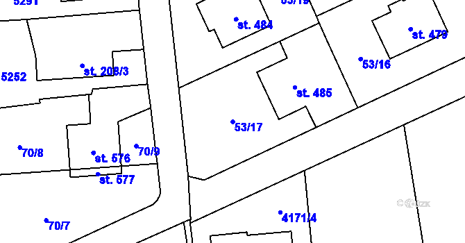 Parcela st. 53/17 v KÚ Brumovice u Opavy, Katastrální mapa