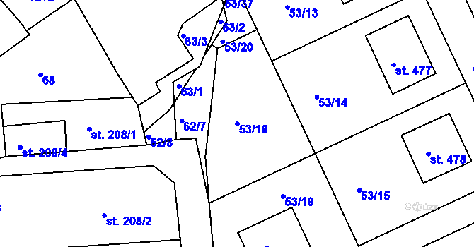 Parcela st. 53/18 v KÚ Brumovice u Opavy, Katastrální mapa