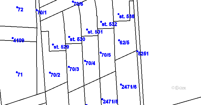 Parcela st. 70/5 v KÚ Brumovice u Opavy, Katastrální mapa