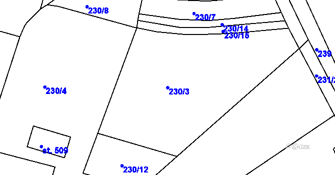 Parcela st. 230/3 v KÚ Brumovice u Opavy, Katastrální mapa