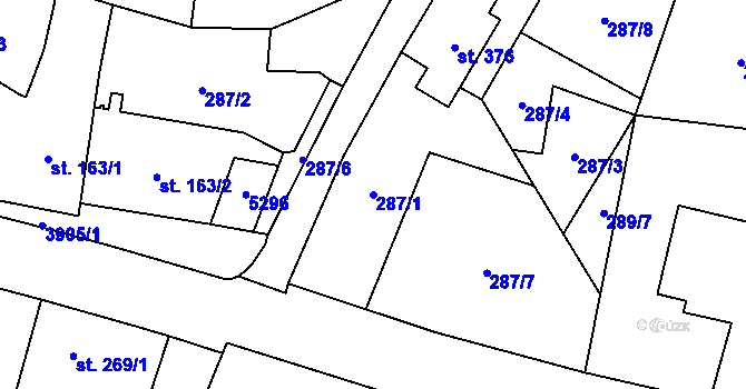 Parcela st. 287/1 v KÚ Brumovice u Opavy, Katastrální mapa