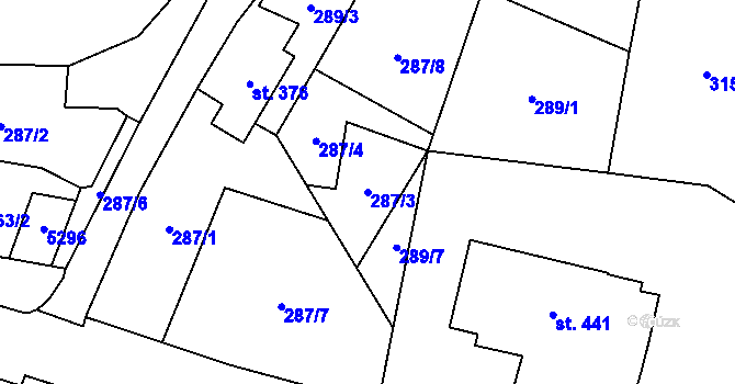 Parcela st. 287/3 v KÚ Brumovice u Opavy, Katastrální mapa