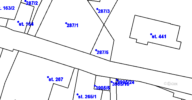 Parcela st. 287/5 v KÚ Brumovice u Opavy, Katastrální mapa