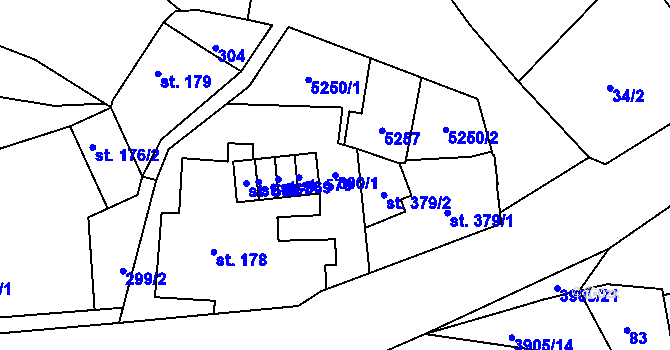 Parcela st. 300/1 v KÚ Brumovice u Opavy, Katastrální mapa
