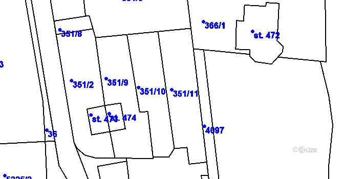 Parcela st. 351/11 v KÚ Brumovice u Opavy, Katastrální mapa