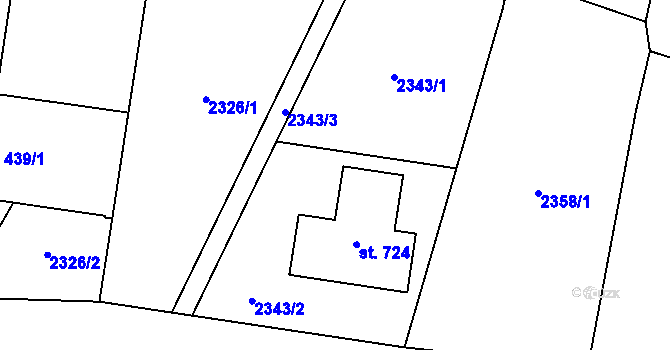 Parcela st. 2343 v KÚ Brumovice u Opavy, Katastrální mapa