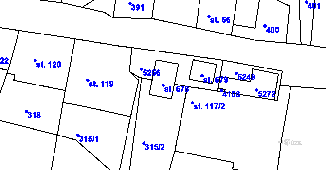 Parcela st. 678 v KÚ Brumovice u Opavy, Katastrální mapa