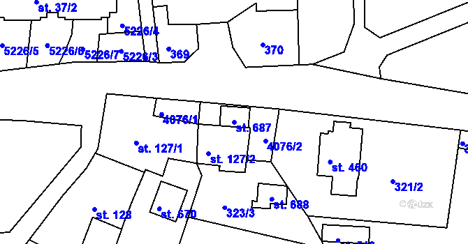Parcela st. 687 v KÚ Brumovice u Opavy, Katastrální mapa