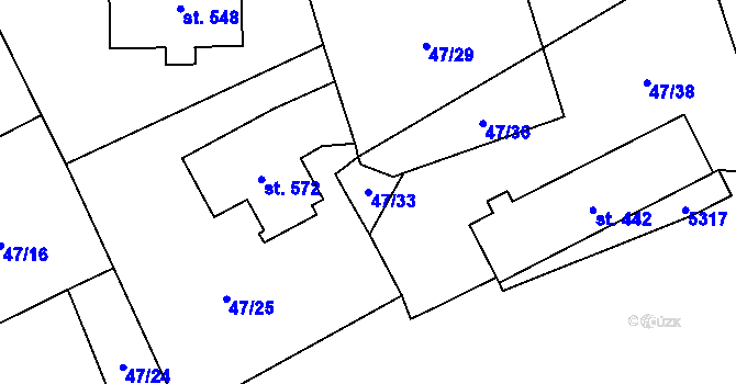 Parcela st. 47/33 v KÚ Brumovice u Opavy, Katastrální mapa