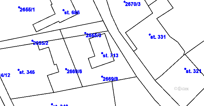 Parcela st. 713 v KÚ Brumovice u Opavy, Katastrální mapa