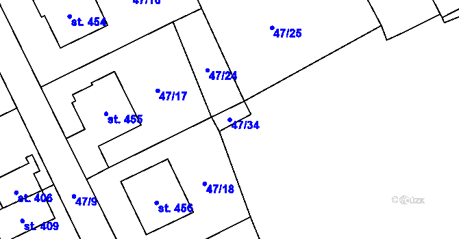 Parcela st. 47/34 v KÚ Brumovice u Opavy, Katastrální mapa