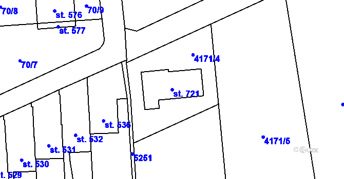 Parcela st. 721 v KÚ Brumovice u Opavy, Katastrální mapa